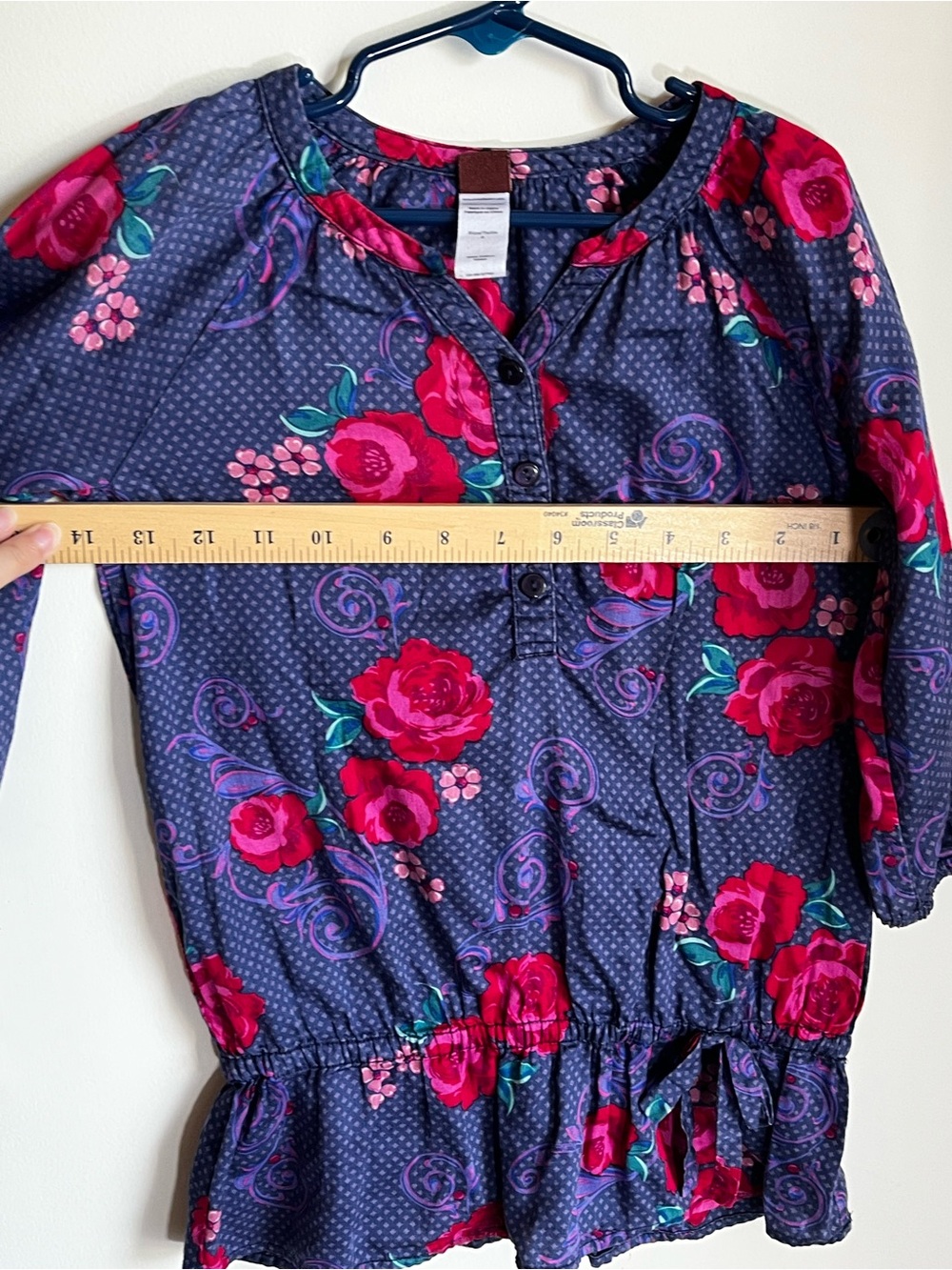 Tea Collection Floral Tunic Top Rose Gathered Drop Waist Size 8 - Picture 9 of 9
